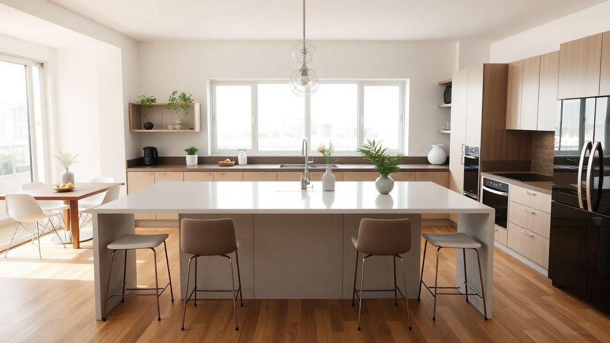 7. A cozinha de apartamento com ilha é ótima para quem gosta de espaço 7. A cozinha de apartamento com ilha é ótima para quem gosta de espaço